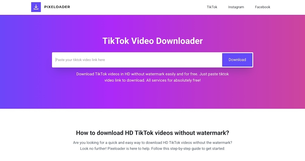 Pixeloader TikTok Downloader Website